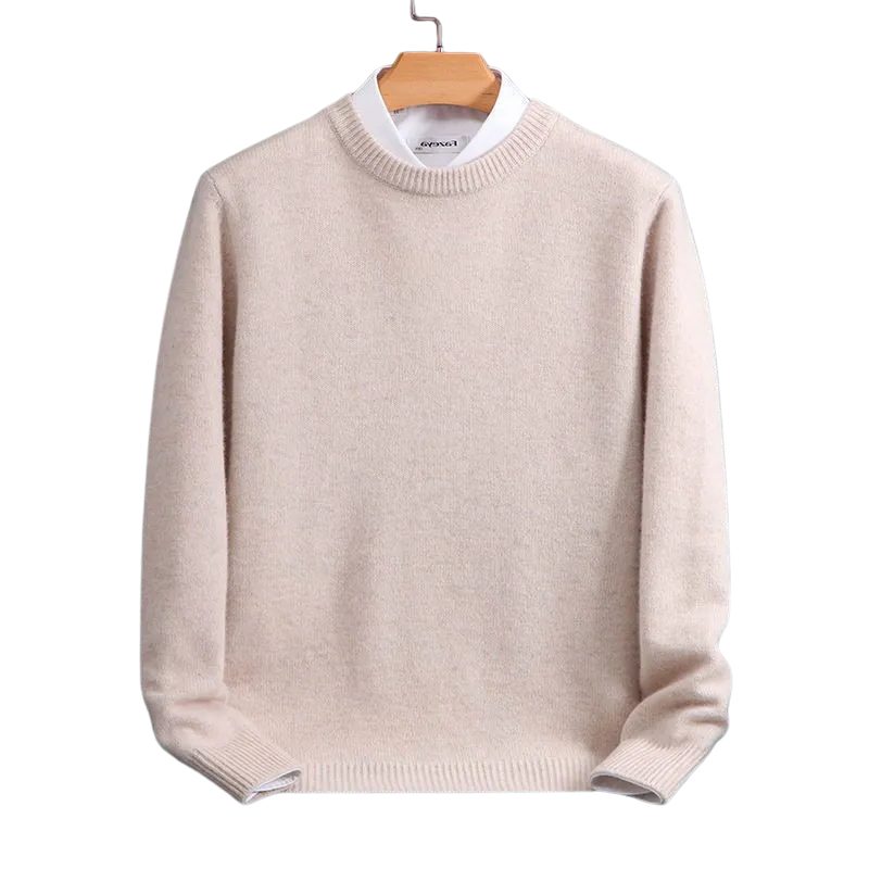 Kashmir Rundhalstrøje til Herrer - Beige