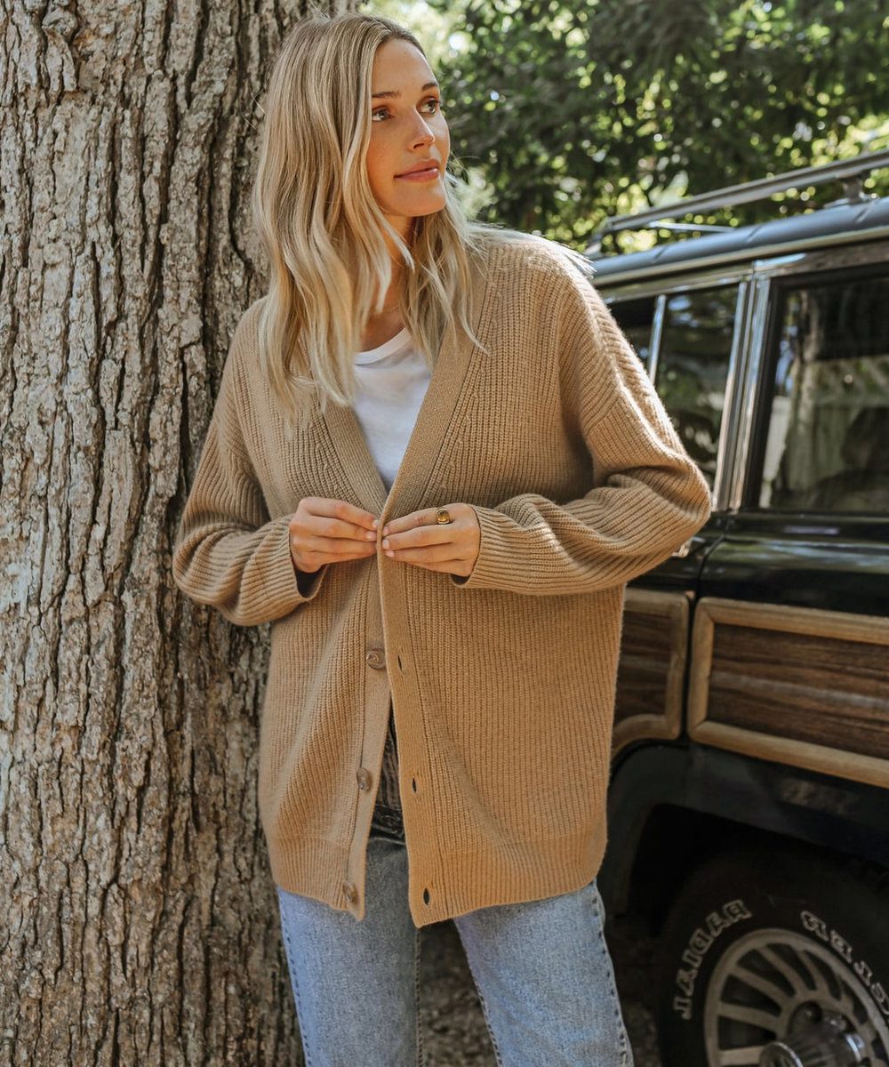 Cashmere Cardigan med V-hals og Knapper til Damer - View 9