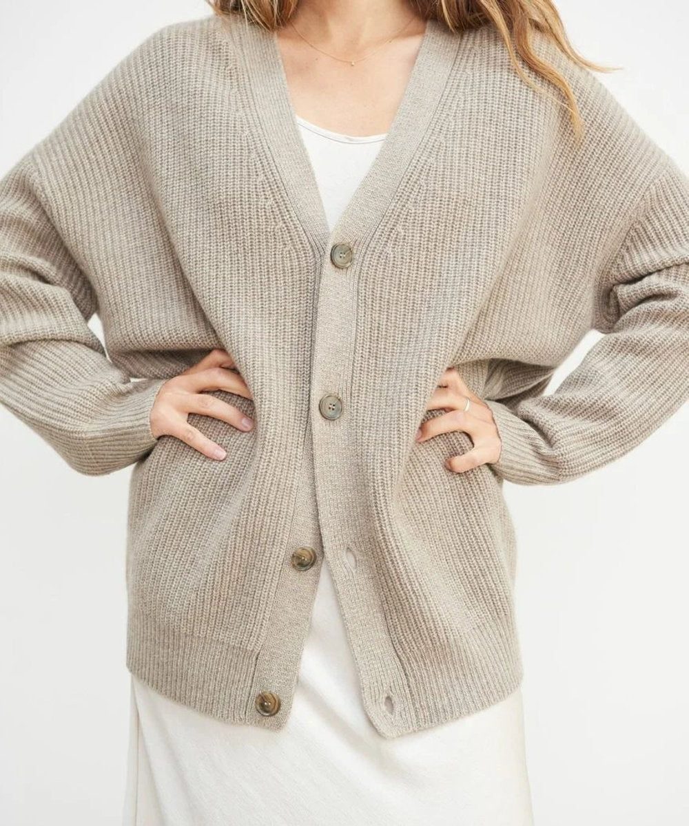 Cashmere Cardigan med V-hals og Knapper til Damer