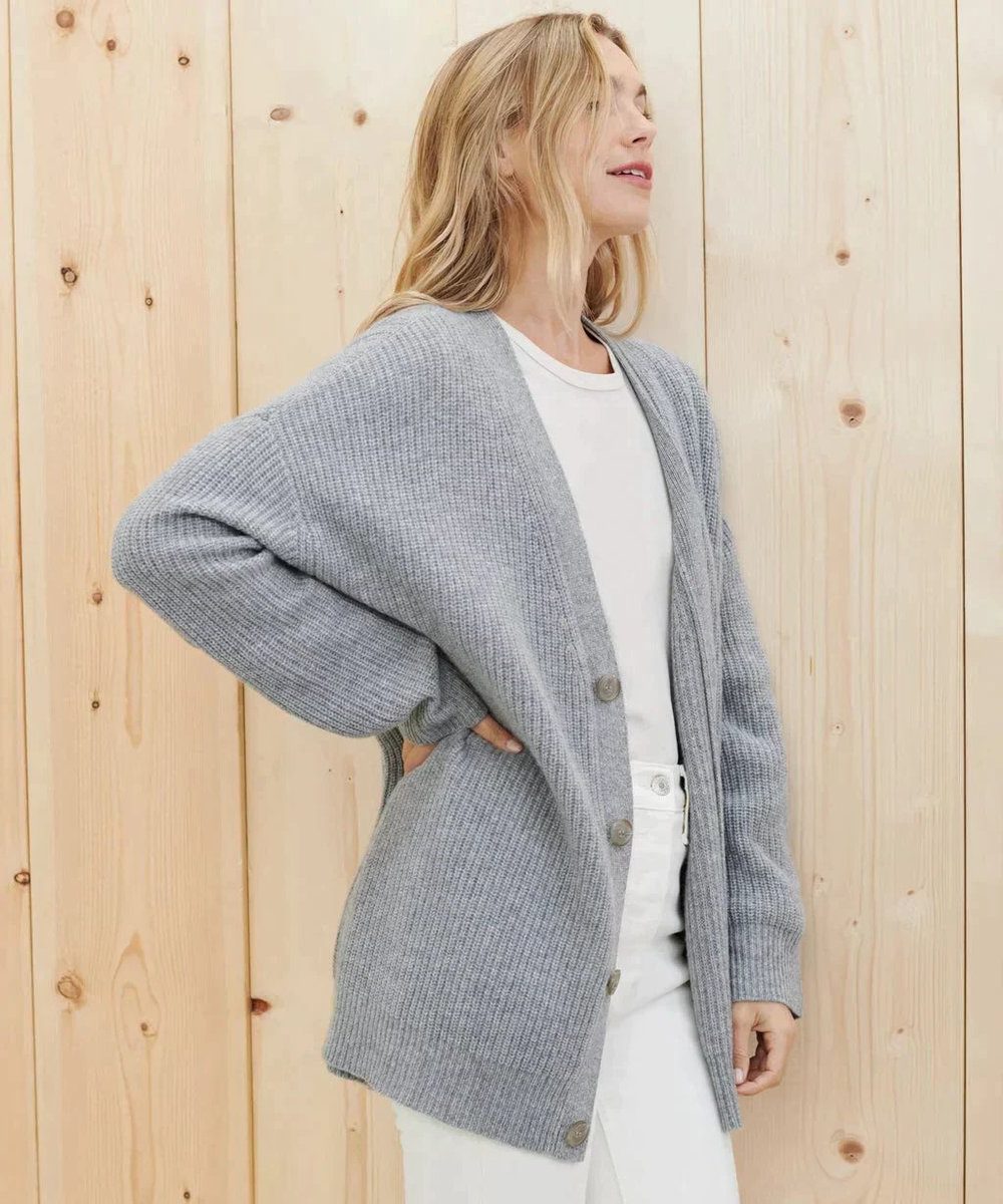 Cashmere Cardigan med V-hals og Knapper til Damer - View 3