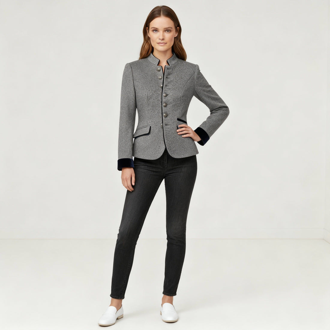 Kort Blazer med Opstående Krave til Damer