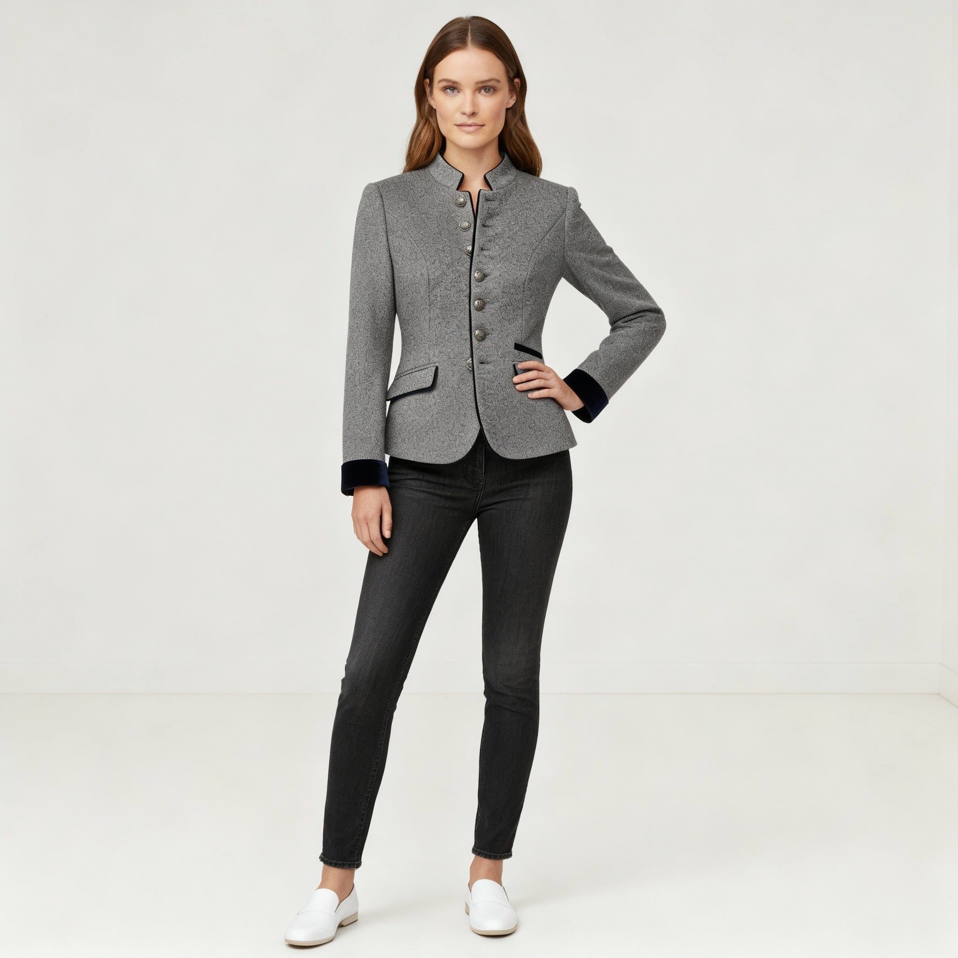 Kort Blazer med Opstående Krave til Damer