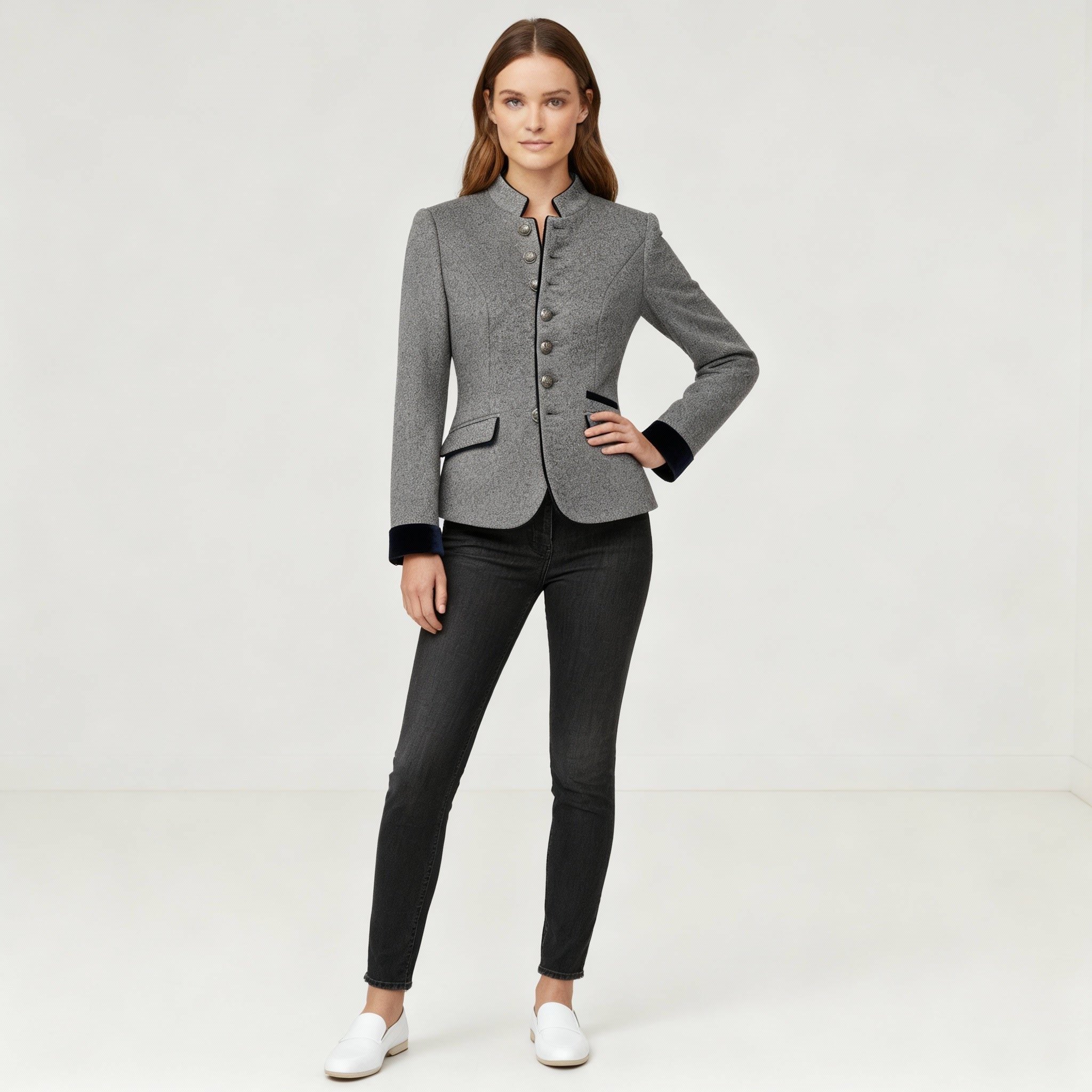 Kort Blazer med Opstående Krave til Damer