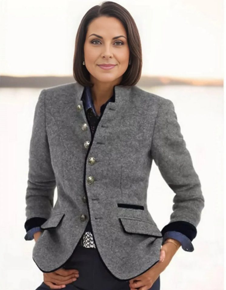 Kort Blazer med Opstående Krave til Damer - View 9