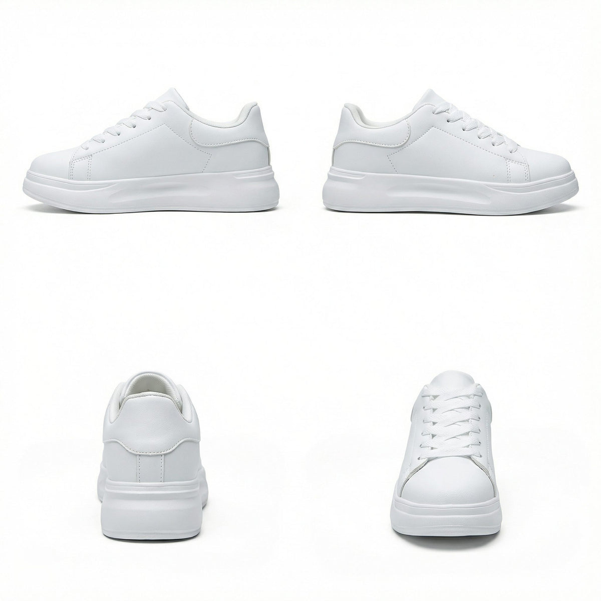 Kunstlæder Plateau Sneakers med Snørebånd til Damer - View 6