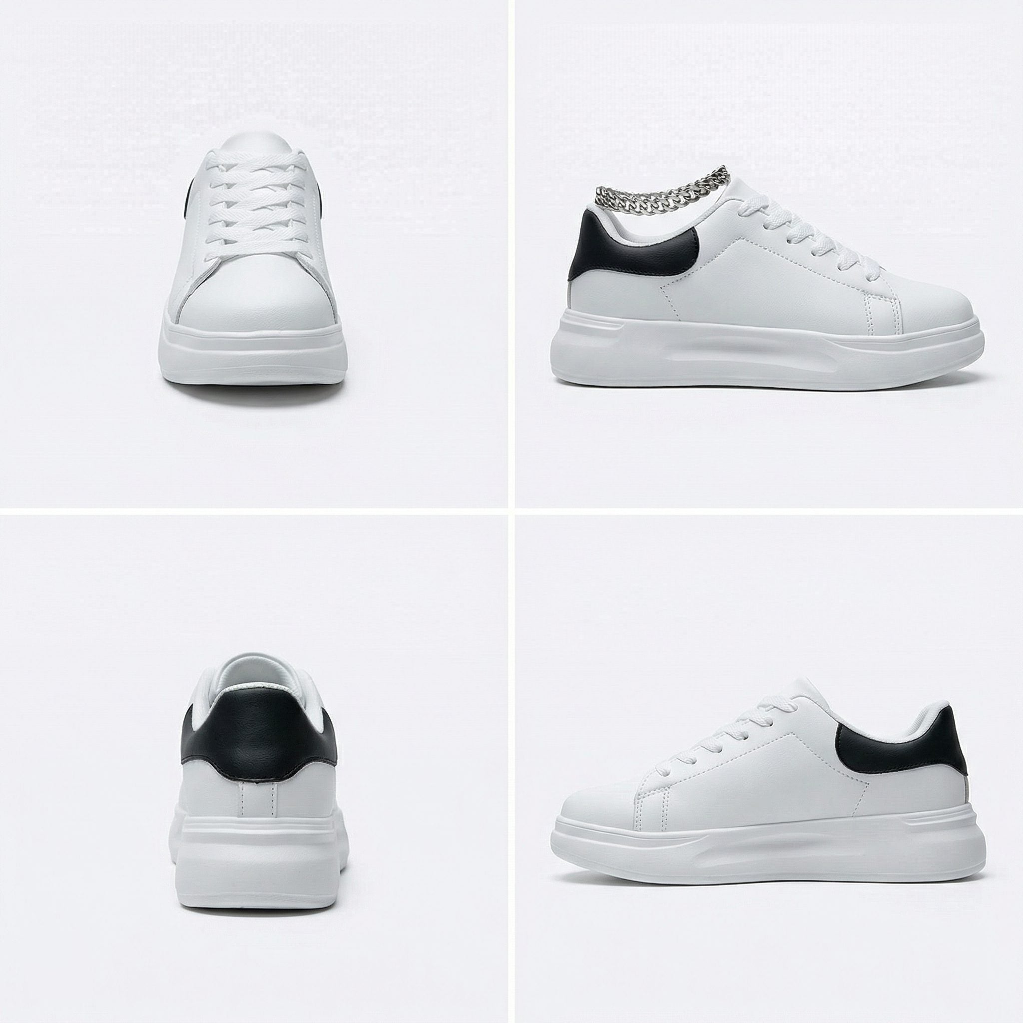 Kunstlæder Plateau Sneakers med Snørebånd til Damer - View 7