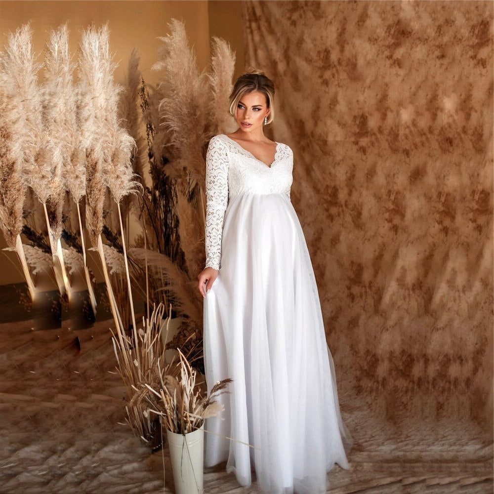 Lang Blondekjole med V-Hals til Damer