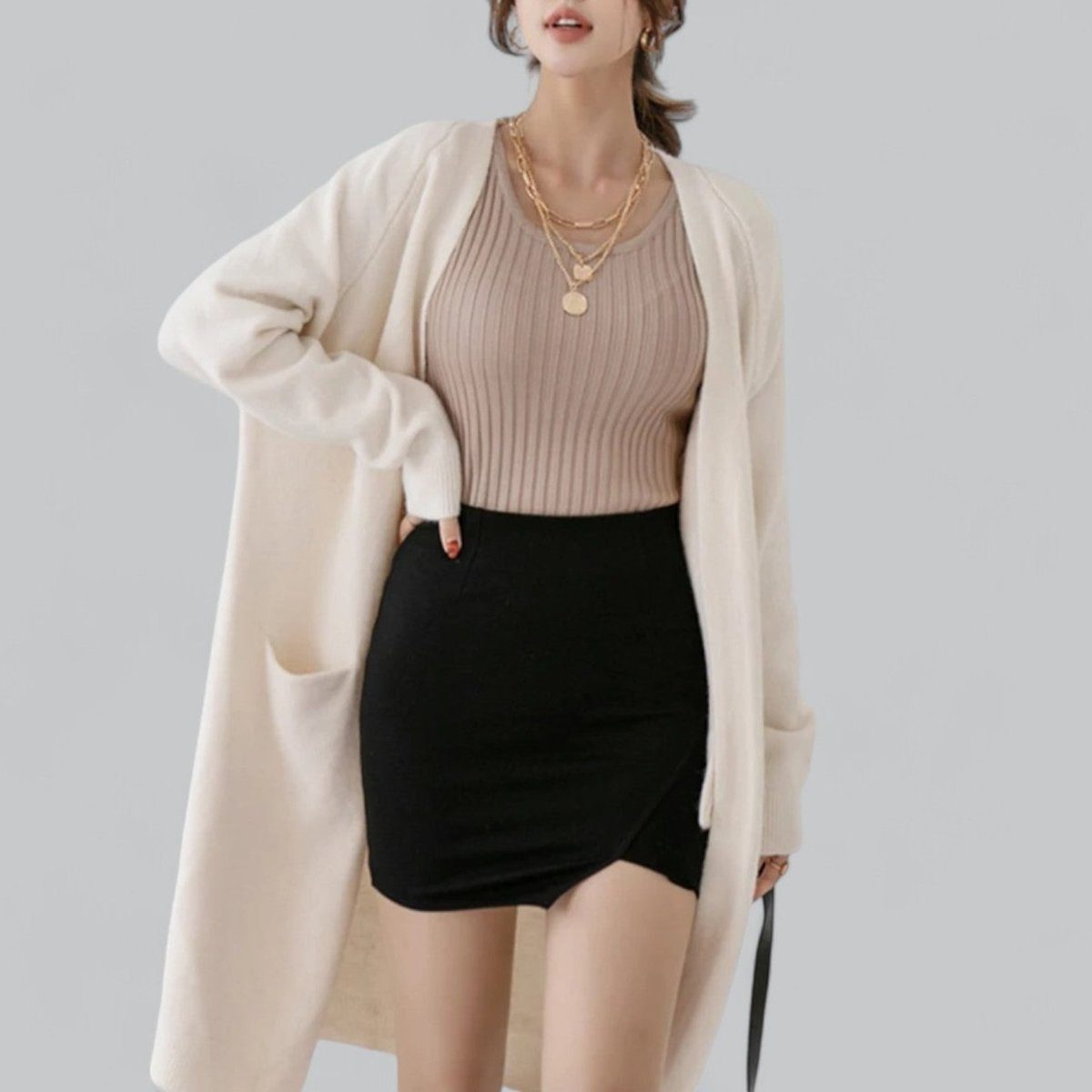 Oversized Cashmere Cardigan med Lange Ærmer til Damer