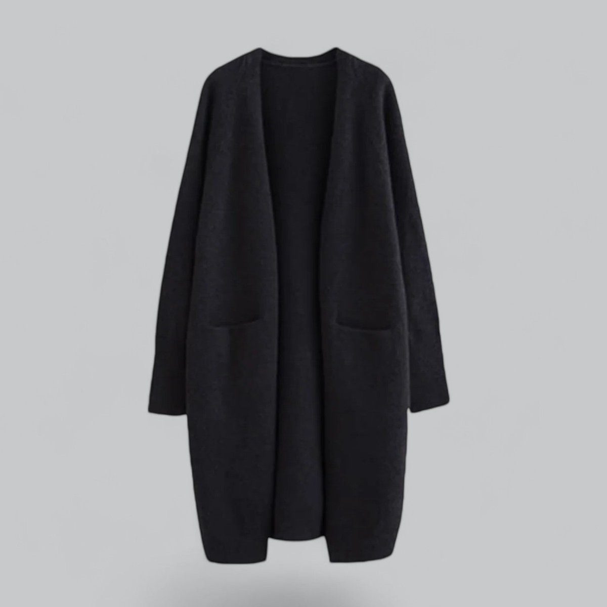 Oversized Cashmere Cardigan med Lange Ærmer til Damer - Sort