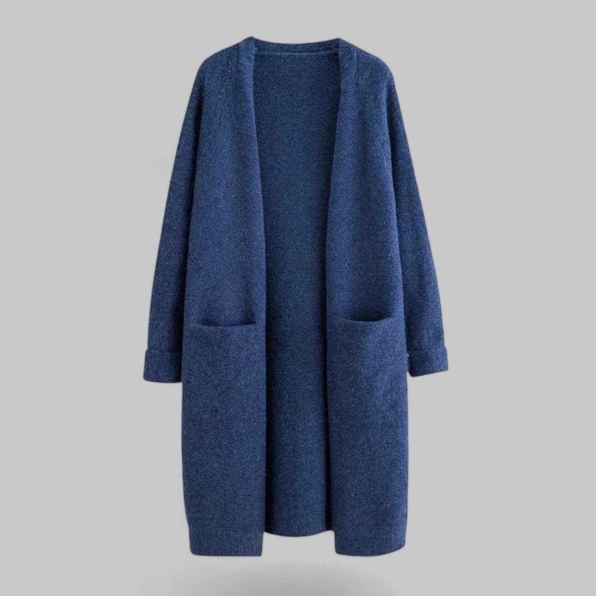 Oversized Cashmere Cardigan med Lange Ærmer til Damer - Blå