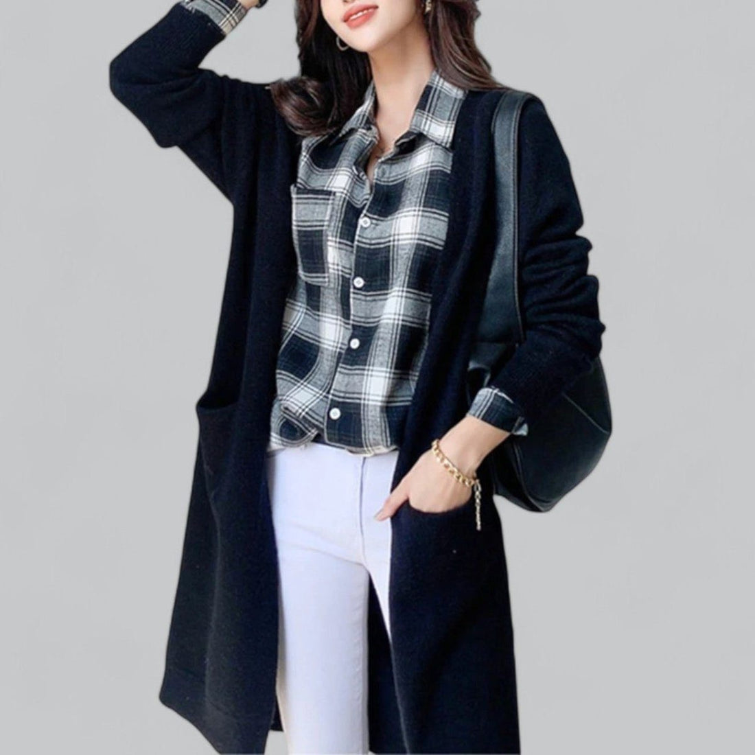 Oversized Cashmere Cardigan med Lange Ærmer til Damer