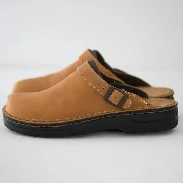 Læder Mules med Blokhæl til Herrer - Beige