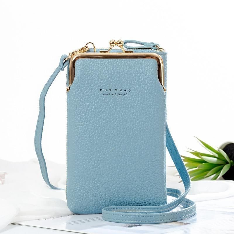 Læderrem Crossbody Telefonpung til Damer - Blå