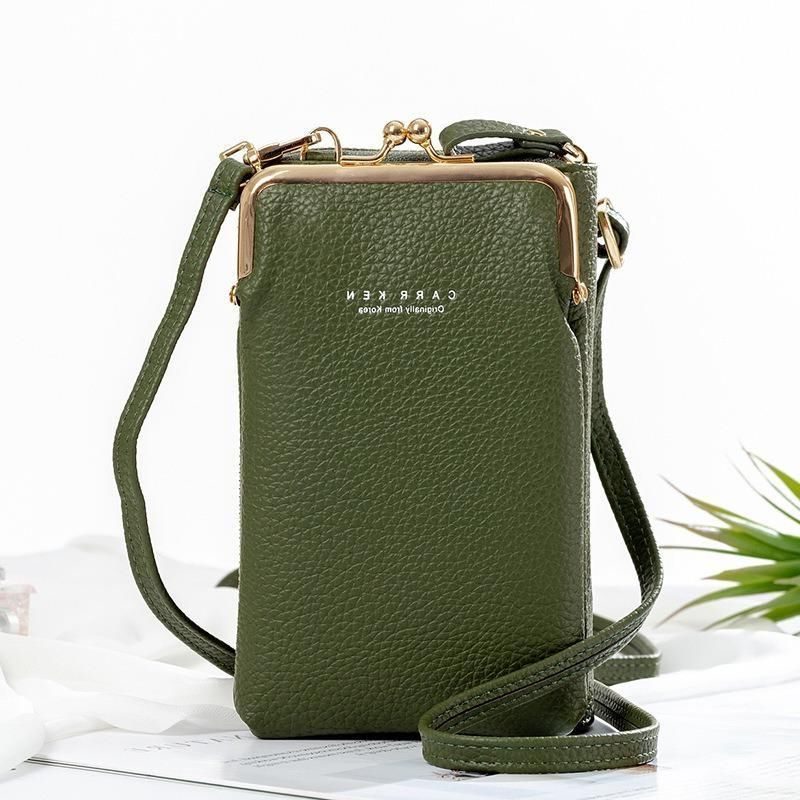 Læderrem Crossbody Telefonpung til Damer - Grøn