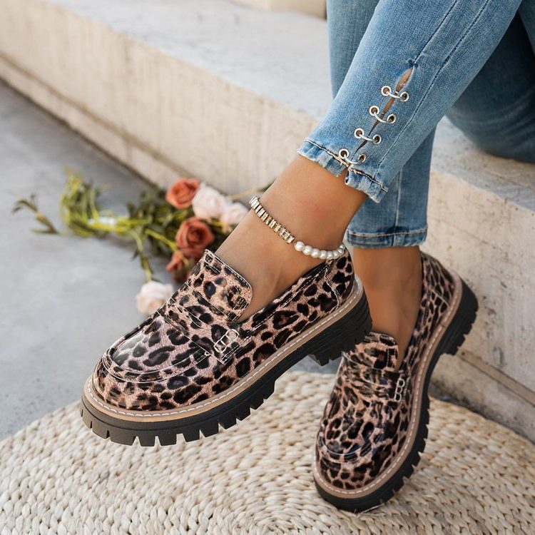 Leopard Plateau Loafers til Damer