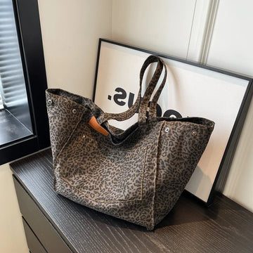 Leopardmønstret Shopper Taske til Damer