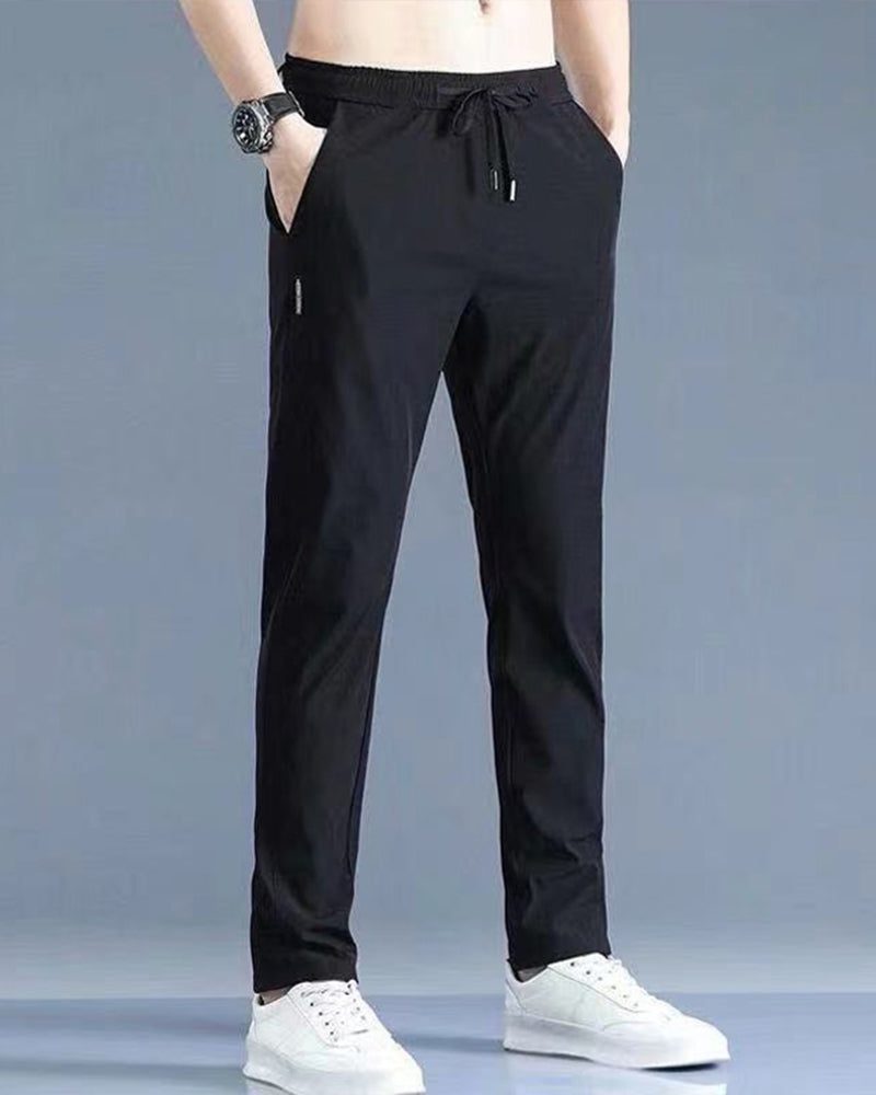 Lige Hørbukser med Lynlås til Herrer - Sort