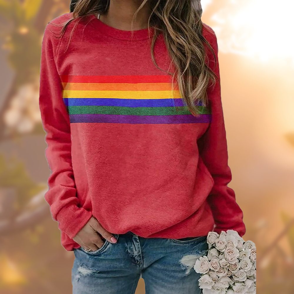Løs Pasform Sweatshirt med Regnbuemotiv til Damer