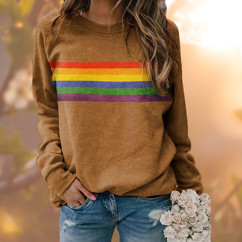 Løs Pasform Sweatshirt med Regnbuemotiv til Damer