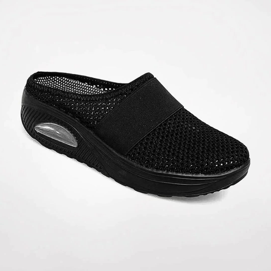 Mesh Mule Sneakers med Bred Rem til Damer - Sort