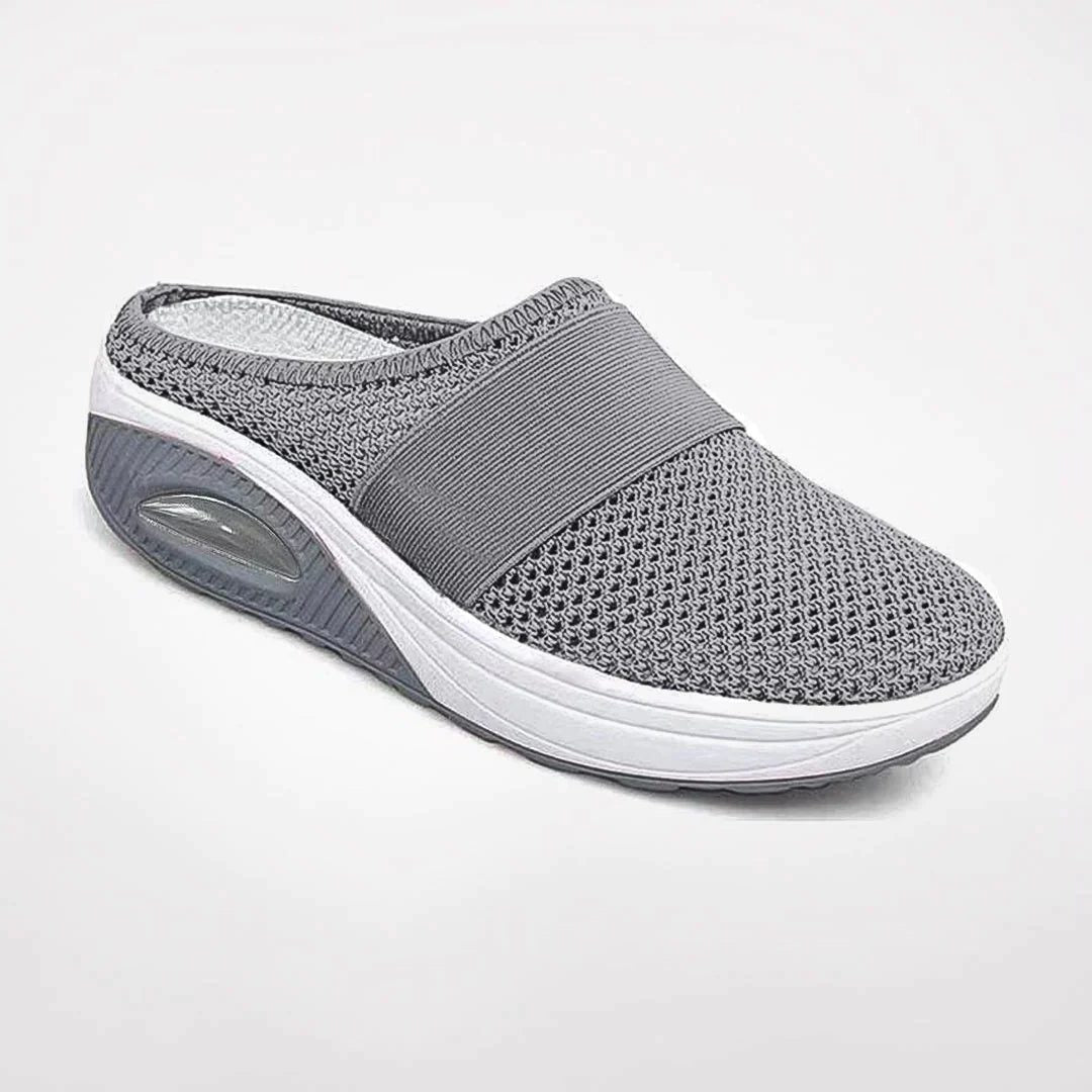 Mesh Mule Sneakers med Bred Rem til Damer - Grå