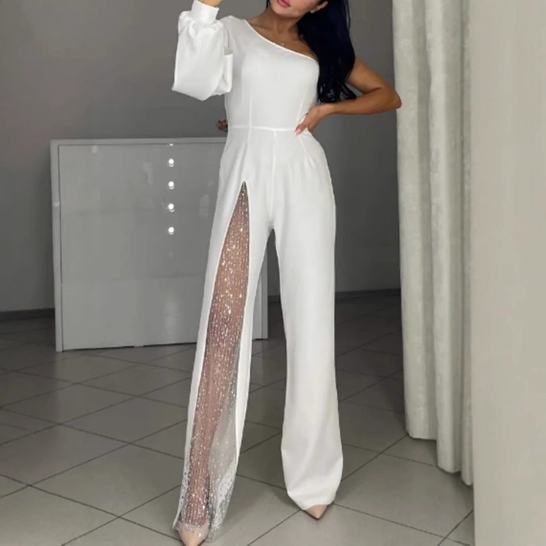 Maxi Jumpsuit med Pailletter og Transparente Indsatser til Damer