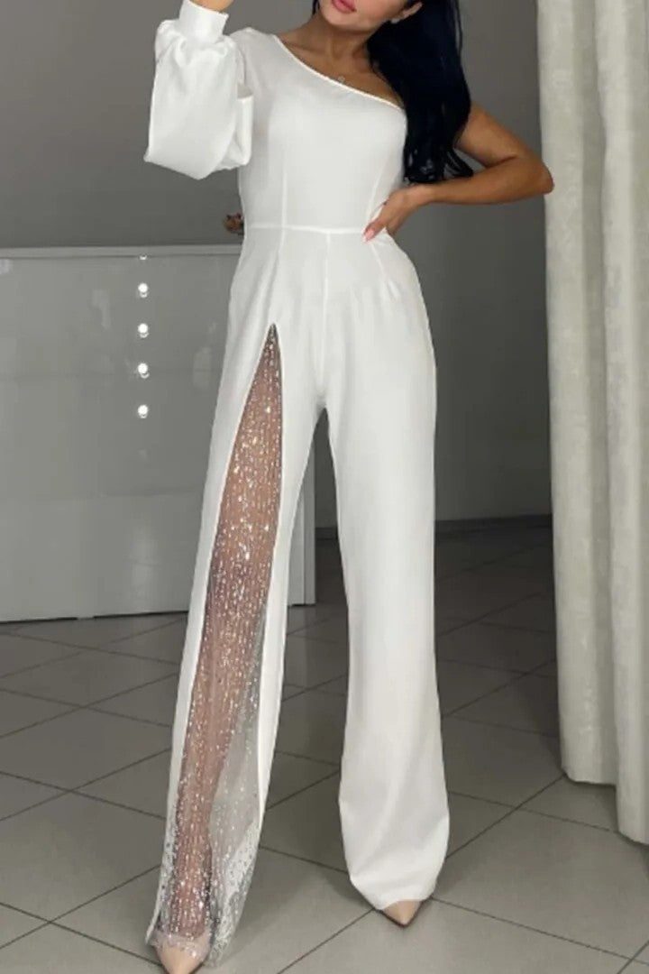 Maxi Jumpsuit med Pailletter og Transparente Indsatser til Damer