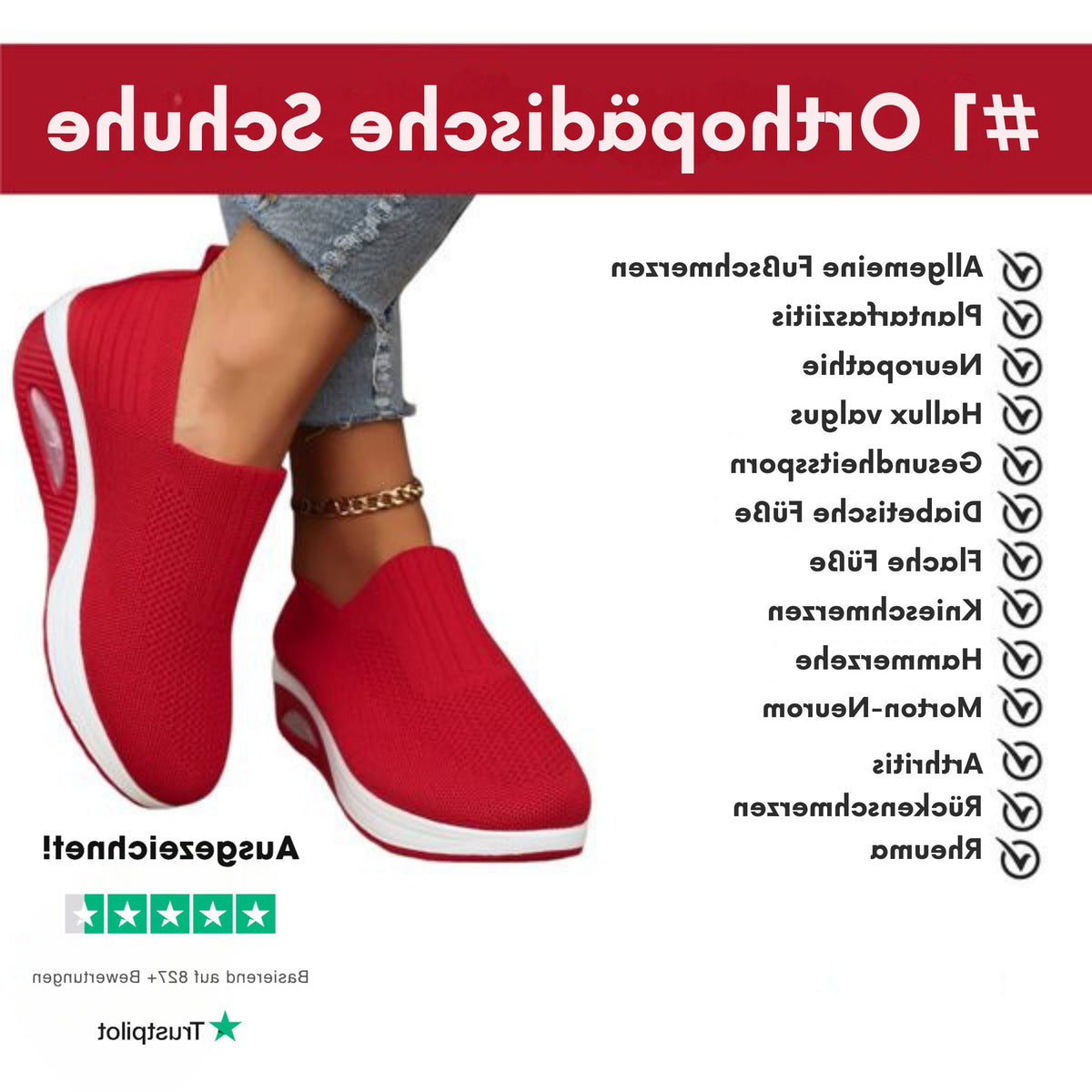 Mesh Slip-On Sneakers med Kilehæl til Damer - View 3