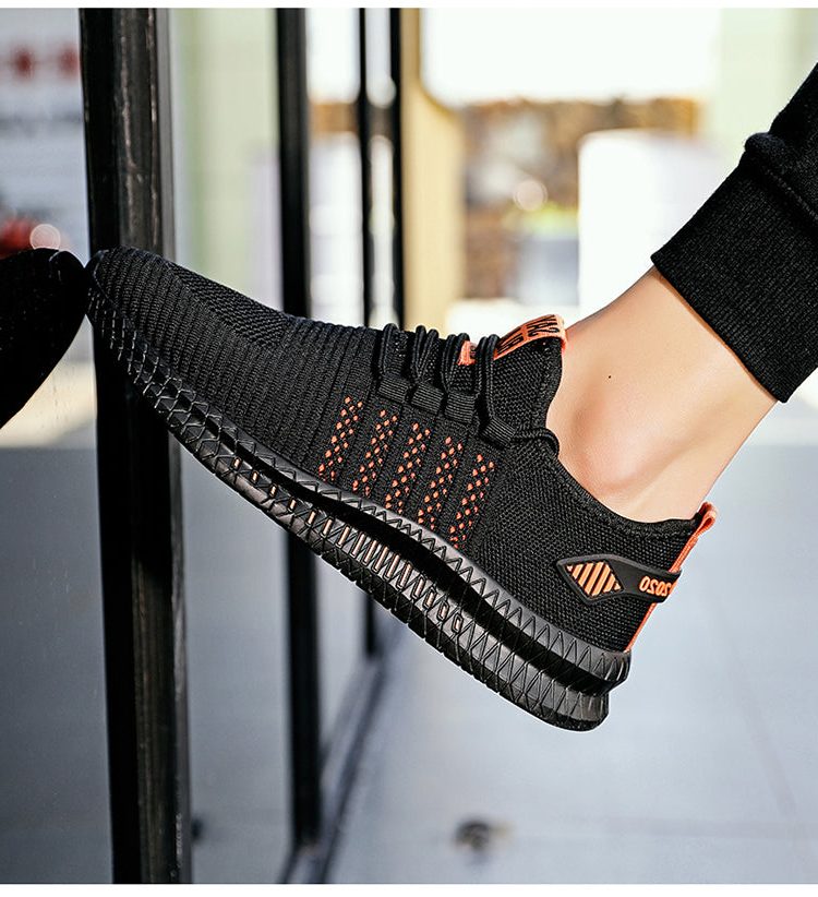 Mesh Sneakers med Lynlås til Herrer - Sort/orange