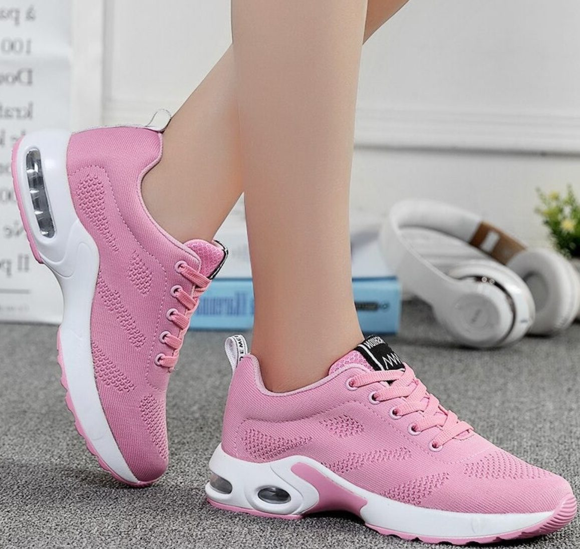 Mesh Sneakers med Snørebånd til Damer - Rosa