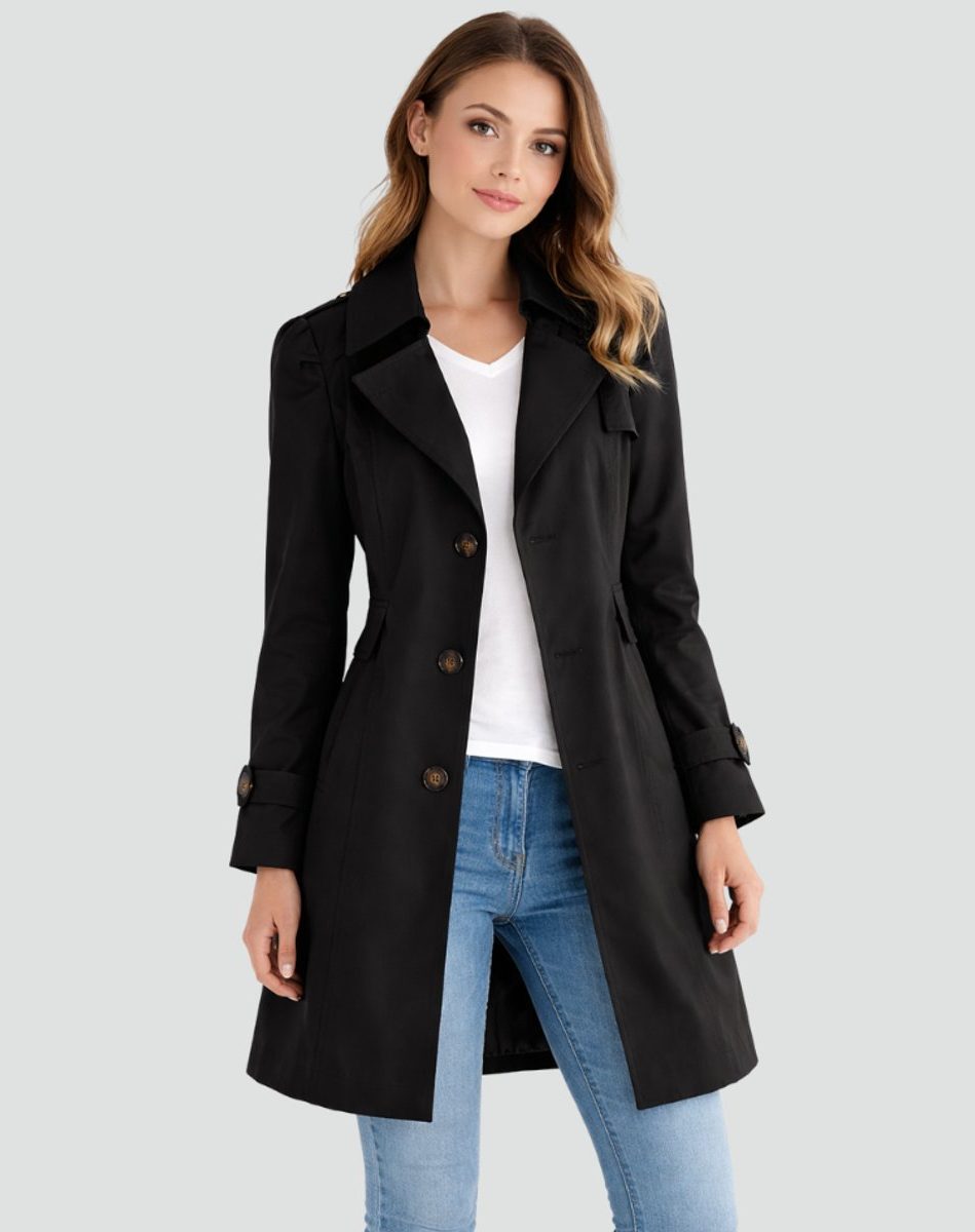 Midlang Trenchcoat med Reverskrave til Damer