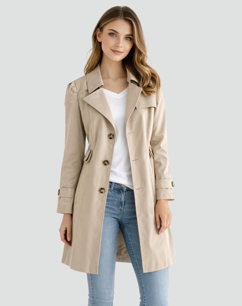 Midlang Trenchcoat med Reverskrave til Damer