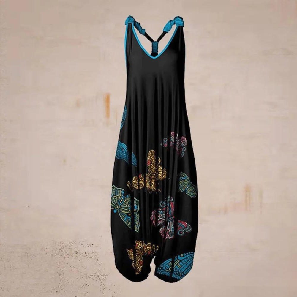 Mønstret Løs Jumpsuit til Damer