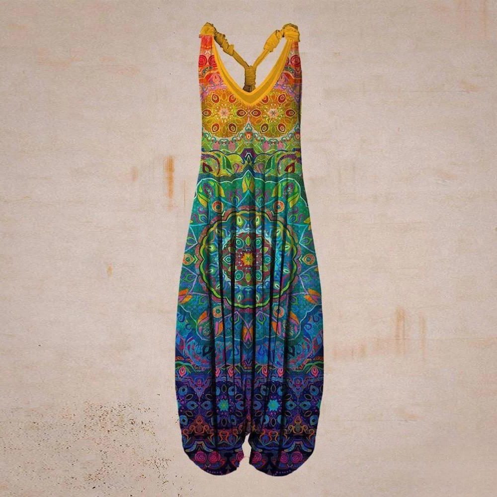 Mønstret Løs Jumpsuit til Damer