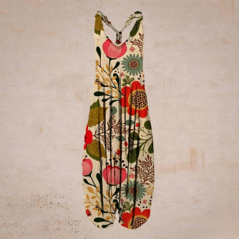 Mønstret Løs Jumpsuit til Damer