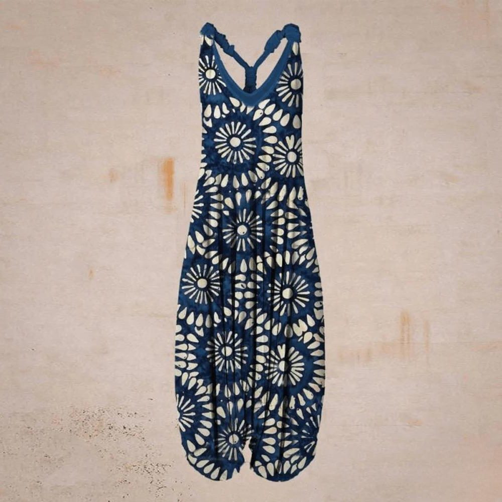 Mønstret Løs Jumpsuit til Damer
