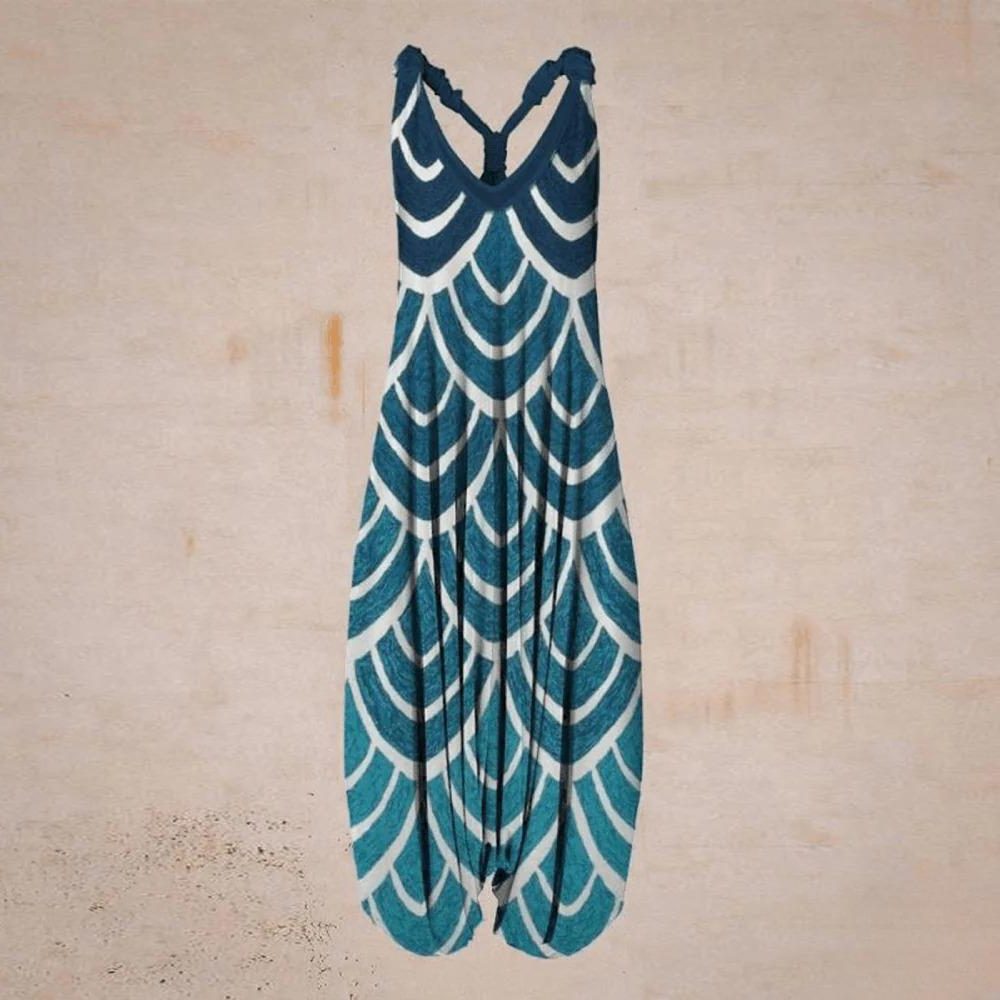 Mønstret Løs Jumpsuit til Damer