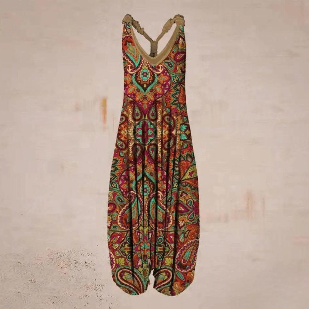 Mønstret Løs Jumpsuit til Damer