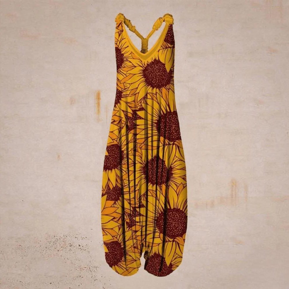Mønstret Løs Jumpsuit til Damer