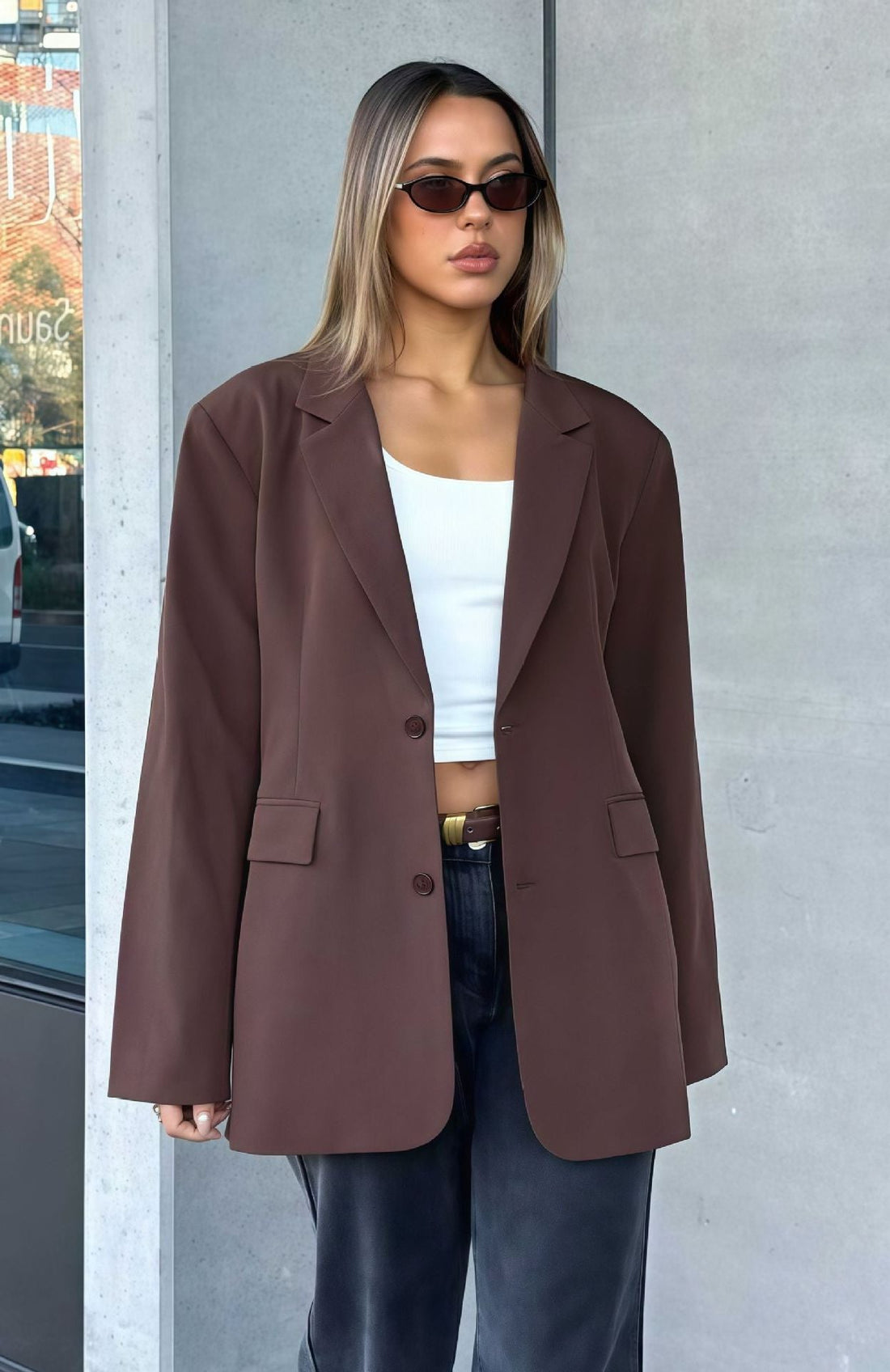 Oversized Blazer i Uldblanding til Damer
