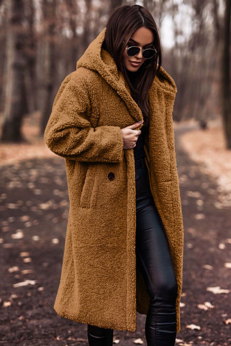 Oversized Teddy Fleecefrakke til Damer - Lysebrun