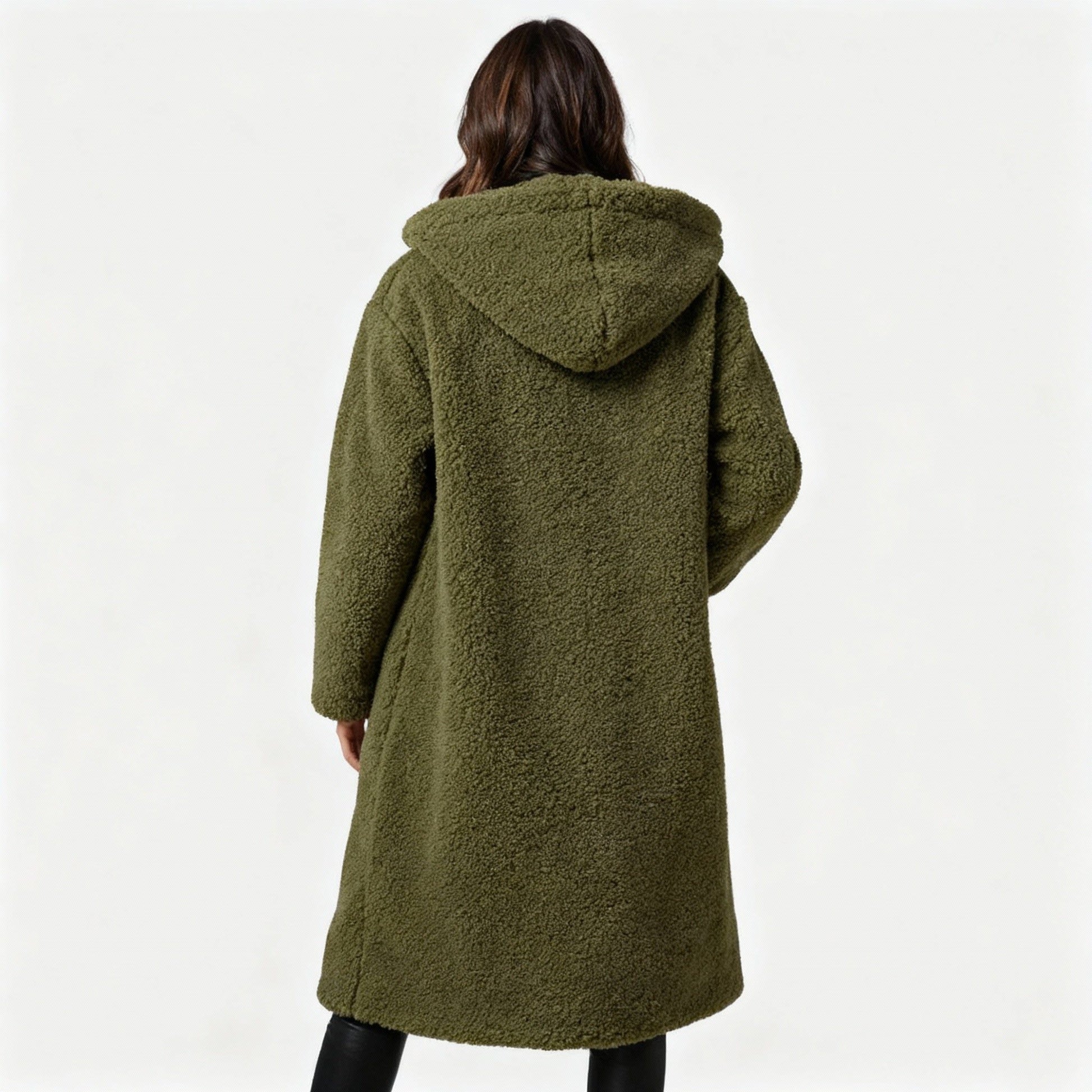 Oversized Teddyfrakke med Hætte til Damer - View 3