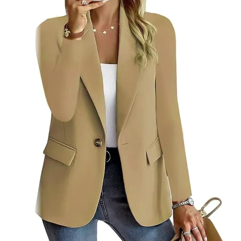 Oversized Blazer med Knapper til Damer - Lys khaki