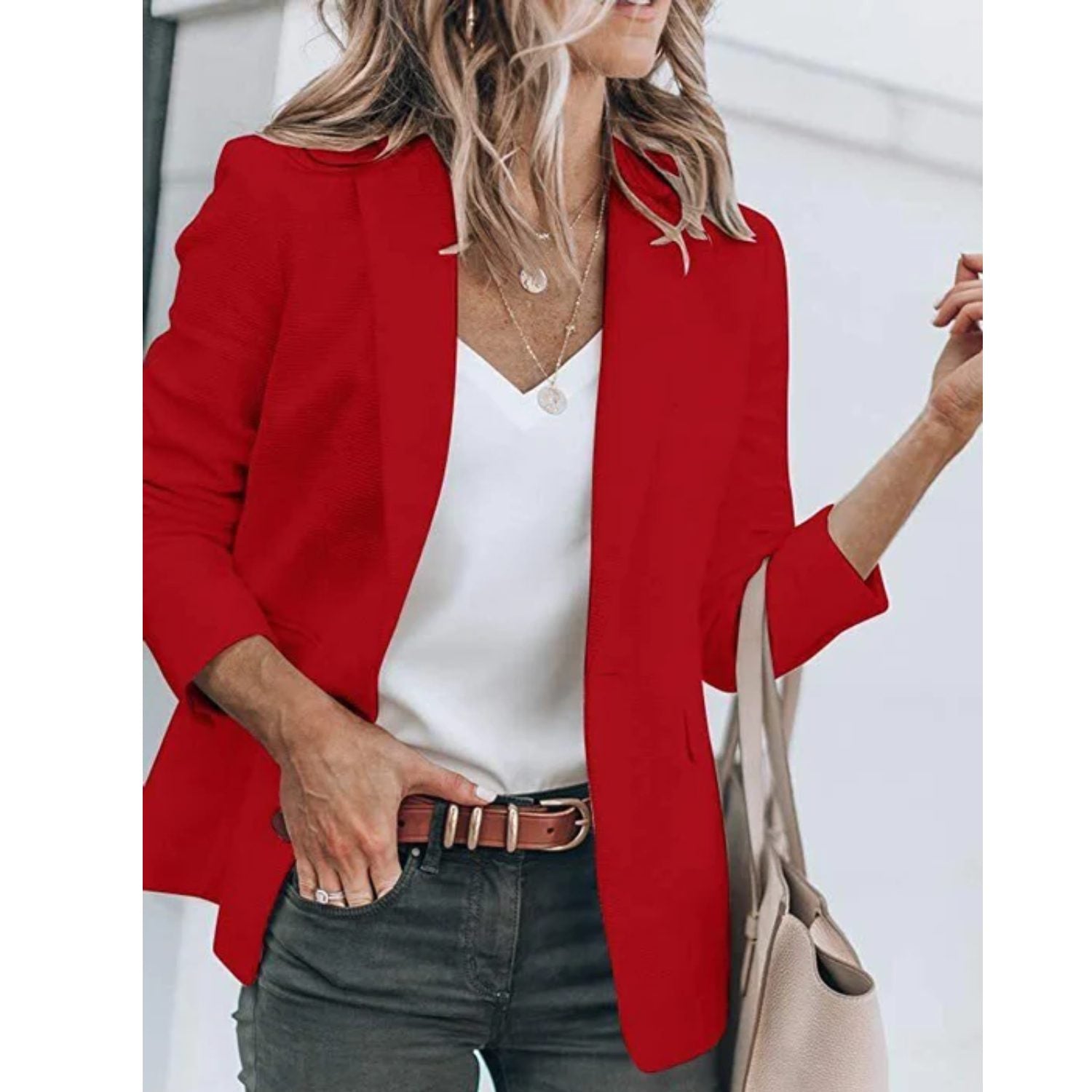Oversized Blazer med Lange Ærmer til Damer - View 8