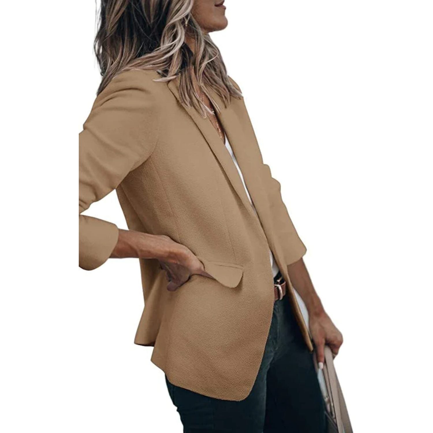 Oversized Blazer med Lange Ærmer til Damer - Mørk brun