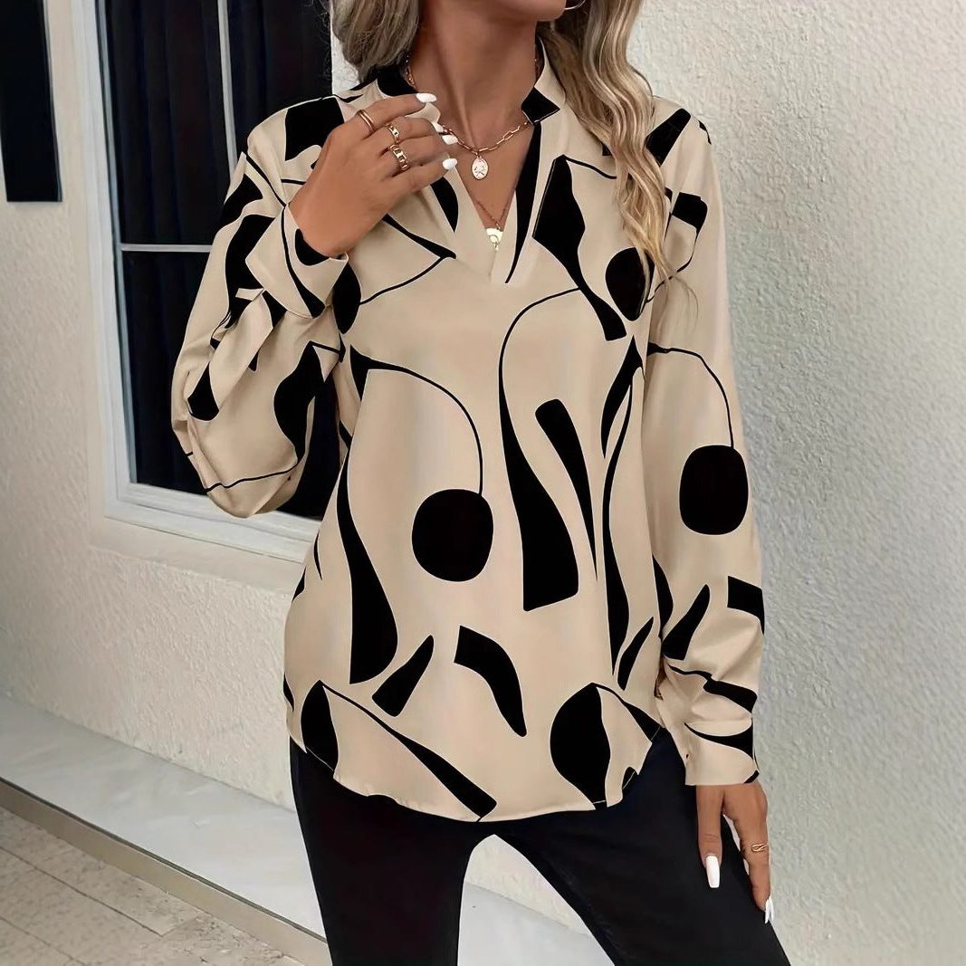 Grafisk Mønstret Oversized Bluse til Damer