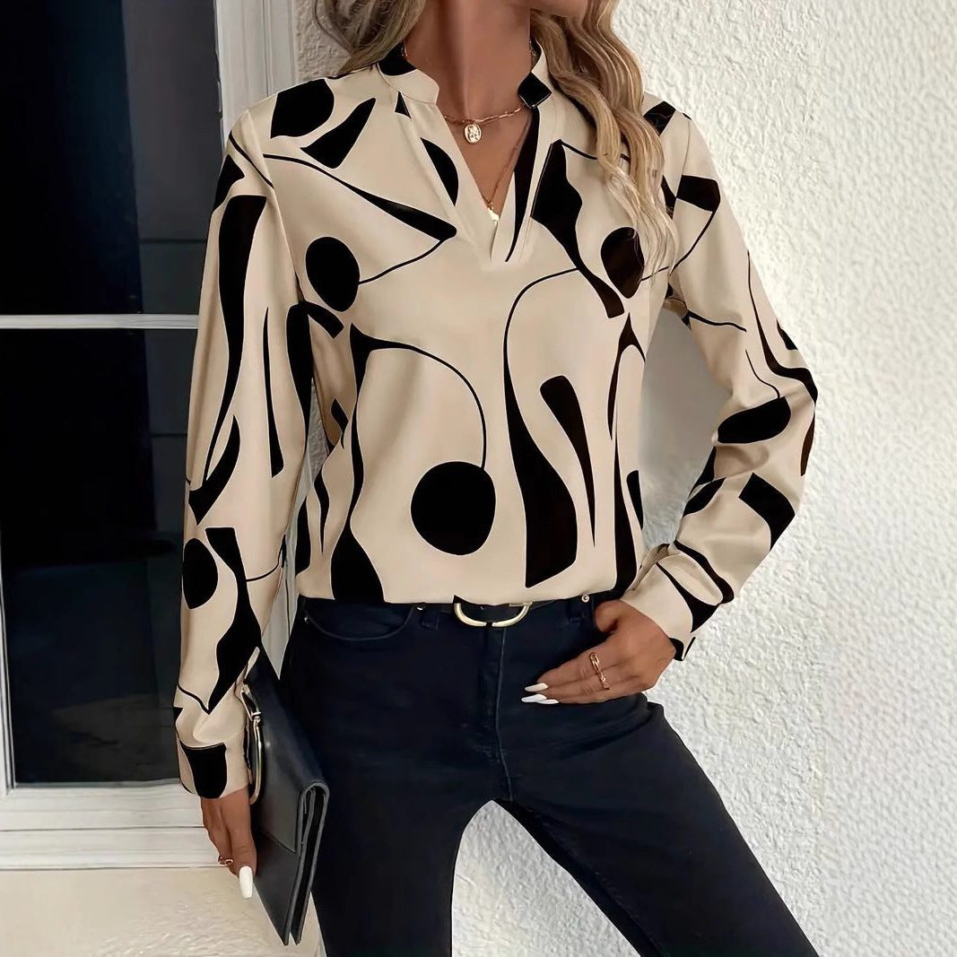 Grafisk Mønstret Oversized Bluse til Damer