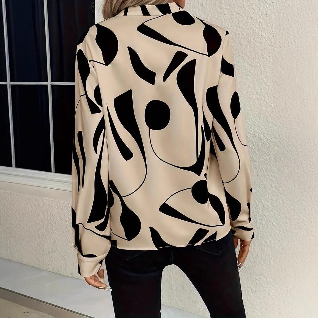 Grafisk Mønstret Oversized Bluse til Damer - View 3