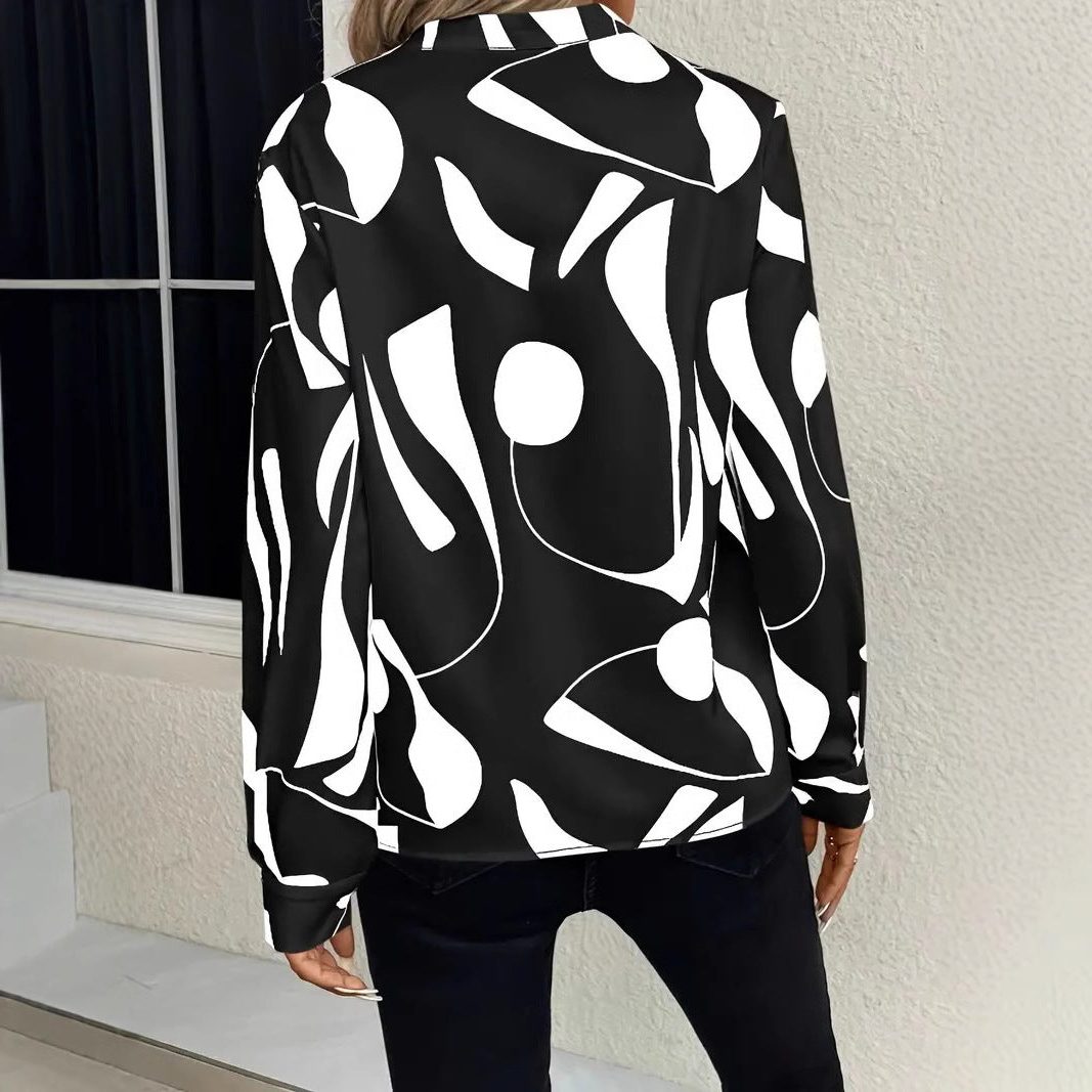Grafisk Mønstret Oversized Bluse til Damer - View 4