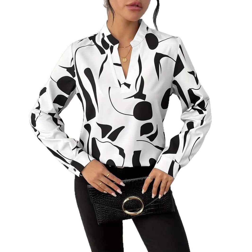 Grafisk Mønstret Oversized Bluse til Damer - View 5